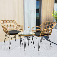 GARTENSET  5-teilig  - Schwarz/Braun, Modern, Glas/Kunststoff - Ambia Garden