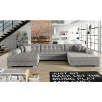 WOHNLANDSCHAFT VENTO in Webstoff Grau  - Silberfarben/Grau, Design, Kunststoff/Textil (165/359/165cm) - MID.YOU