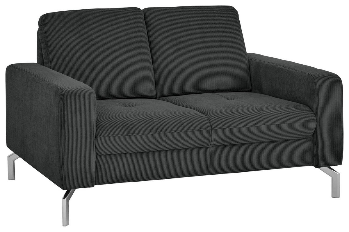 2-SITZER-SOFA  in Feincord Anthrazit  - Chromfarben/Anthrazit, Design, Textil/Metall (142/87/105cm) - Beldomo Style
