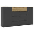 SIDEBOARD Graphitfarben, Eiche Artisan Einlegeböden  - Schwarz/Graphitfarben, MODERN, Holzwerkstoff/Metall (181/99/41cm) - Voleo