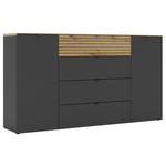 SIDEBOARD Graphitfarben, Eiche Artisan Einlegeböden  - Schwarz/Graphitfarben, MODERN, Holzwerkstoff/Metall (181/99/41cm) - Voleo