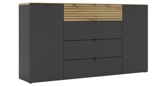 SIDEBOARD Graphitfarben, Eiche Artisan Einlegeböden  - Schwarz/Graphitfarben, MODERN, Holzwerkstoff/Metall (181/99/41cm) - Voleo