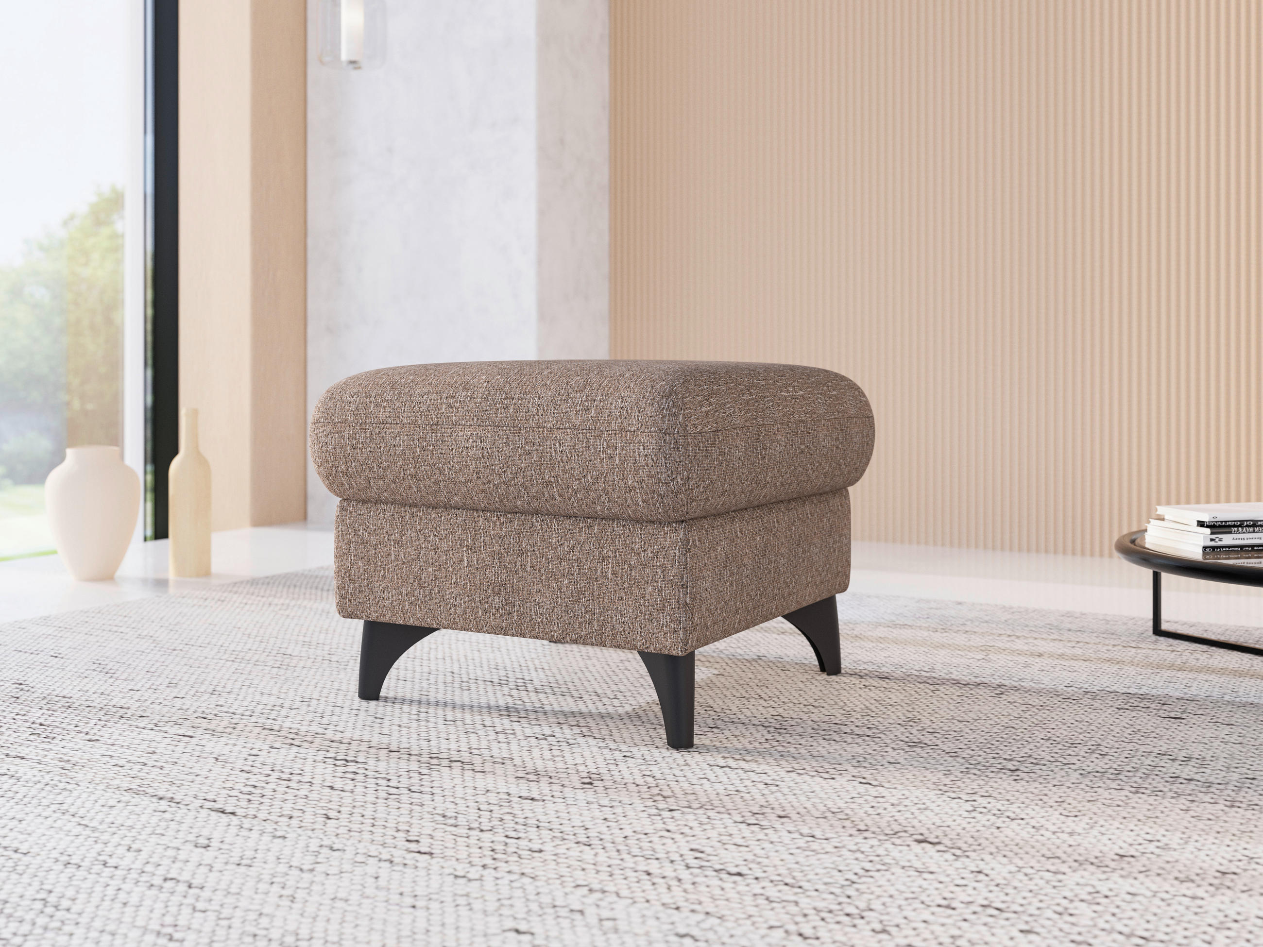 HOCKER in Textil Cappuccino  - Schwarz/Cappuccino, KONVENTIONELL, Textil/Metall (58/48/58cm) - Sit & More