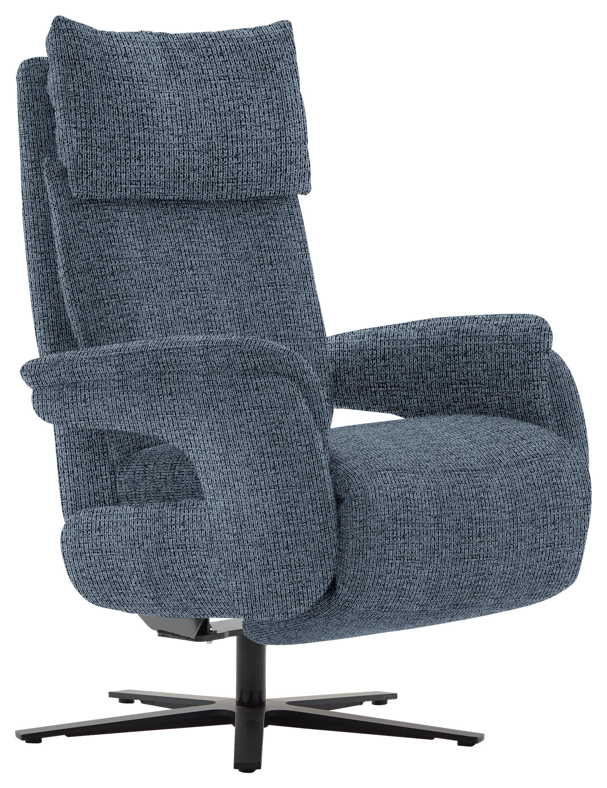 RECLINERFÅTÖLJ i struktur blå  - blå/svart, Modern, metall/textil (73/113-117/85cm) - Livetastic