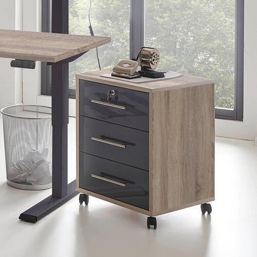 ROLLCONTAINER 44/58/40 cm  - Edelstahlfarben/Anthrazit Hochglanz, MODERN, Holzwerkstoff/Kunststoff (44/58/40cm) - MID.YOU