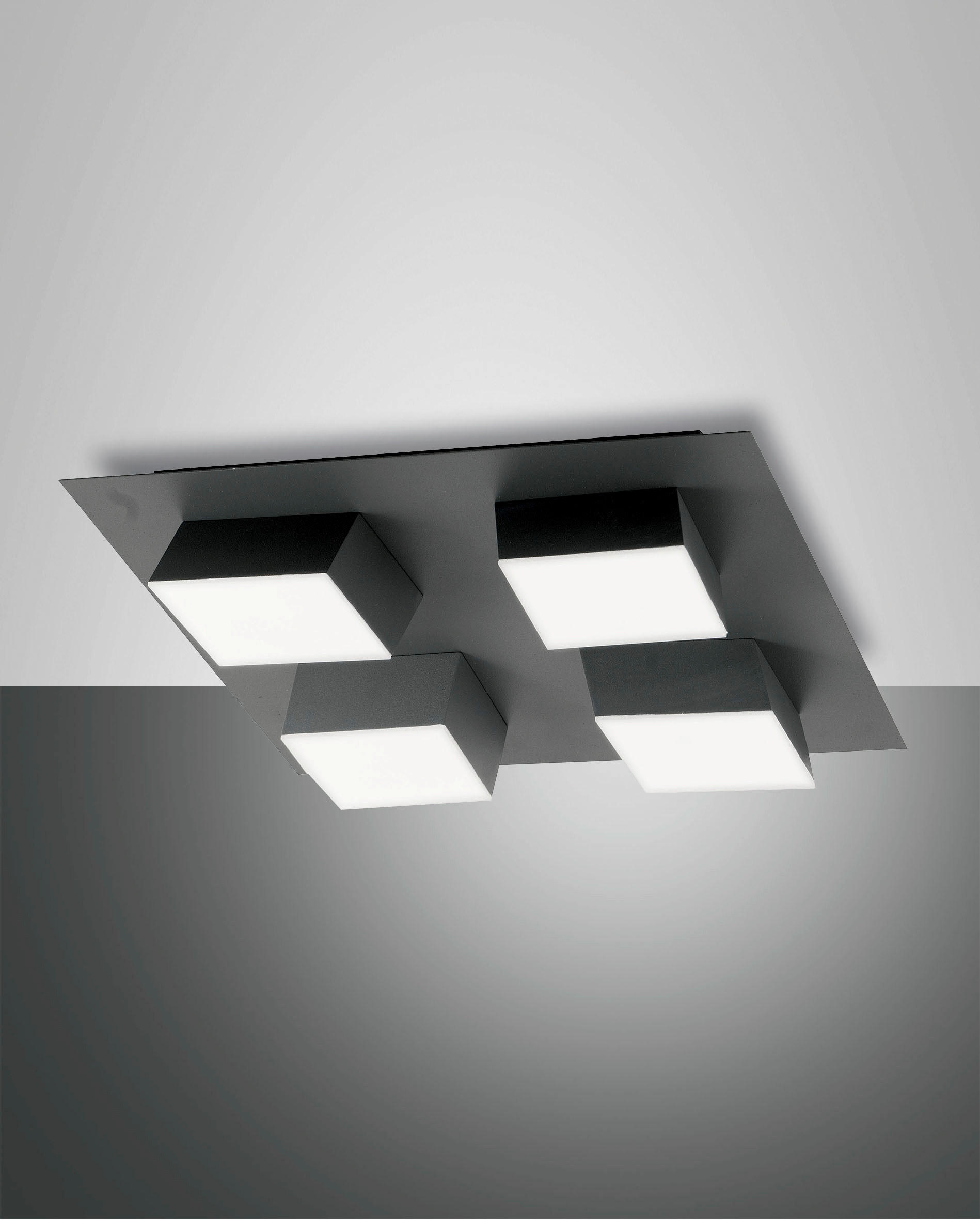 LED-DECKENLEUCHTE Lucas 35/35/8 cm   - Anthrazit, Design, Kunststoff/Metall (35/35/8cm) - Fabas Luce