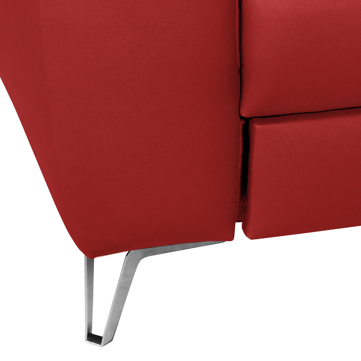 ECKSOFA in Lederlook Echtleder Rot  - Chromfarben/Rot, Design, Leder/Textil (241/168cm) - Livetastic