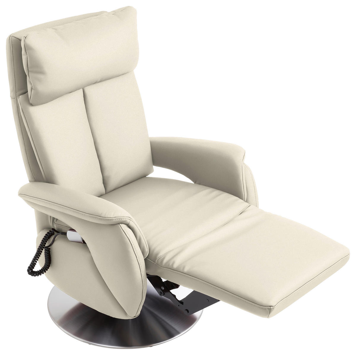 RELAXSESSEL in Leder Weiss  - Weiss/Edelstahlfarben, Konventionell, Leder/Metall (78/110/81cm) - Cantus
