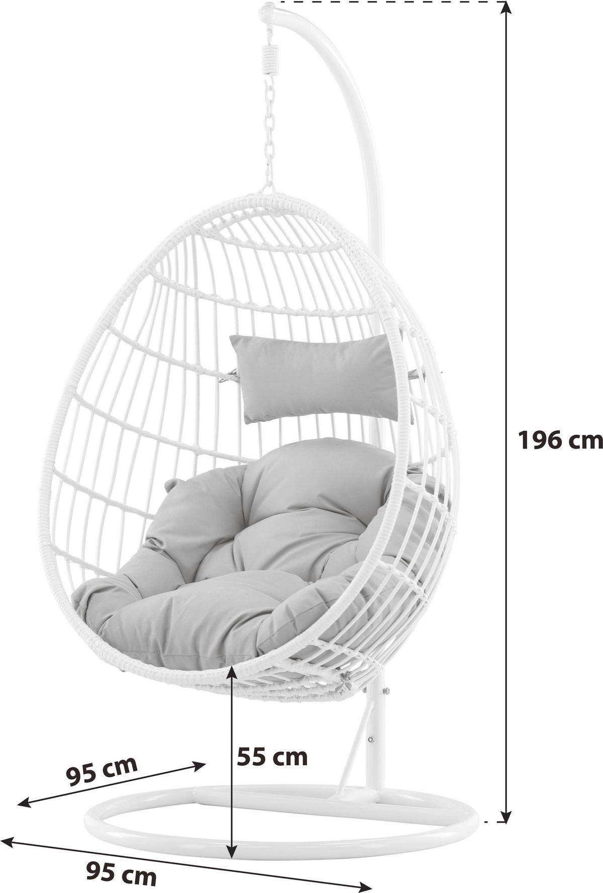 HÄNGESESSEL 95/196/95 cm  - Weiß, KONVENTIONELL, Holz (95/196/95cm) - Gardenson