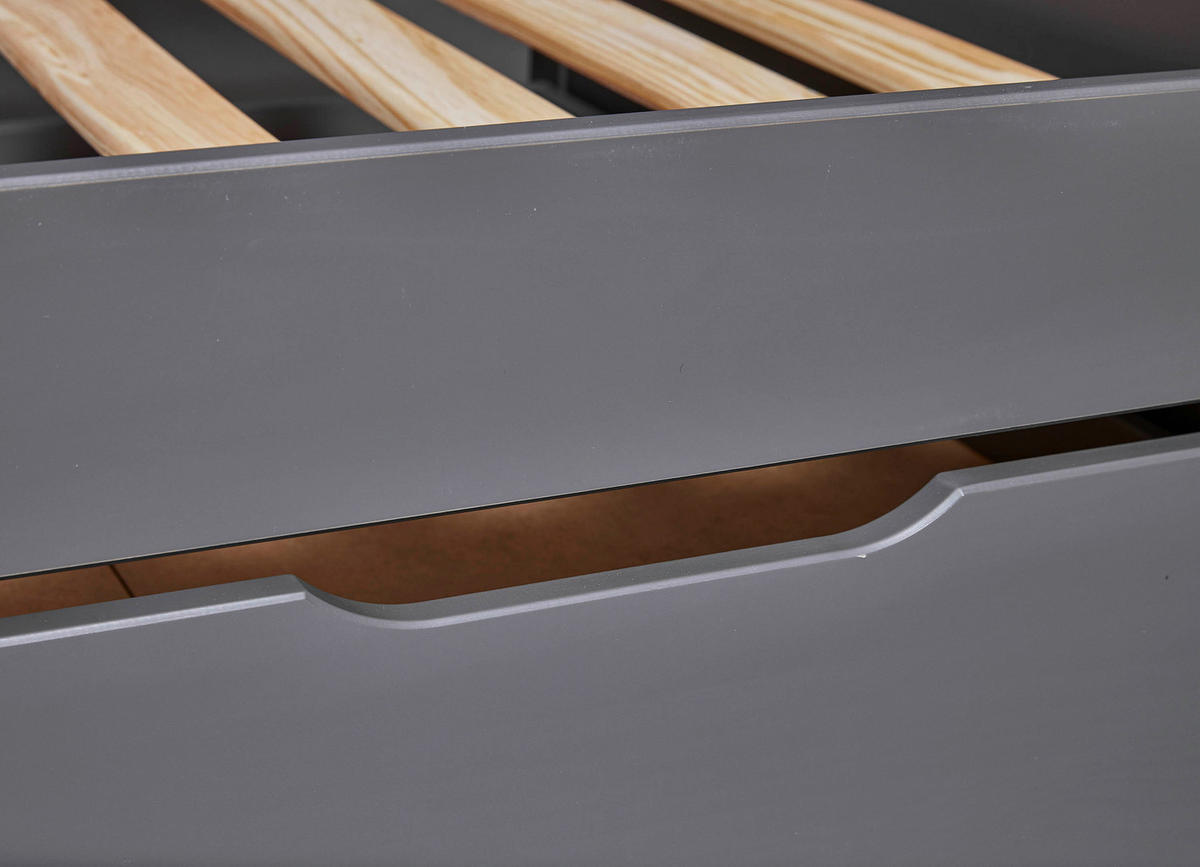 AUSZIEHBETT 90/200 cm  in Grau  - Naturfarben/Grau, KONVENTIONELL, Holz (90/200cm) - MID.YOU