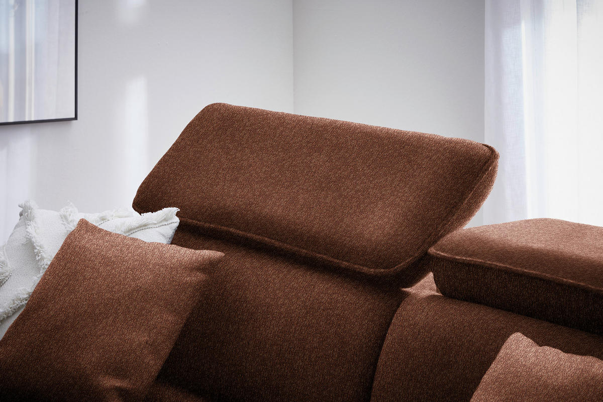 ECKSOFA in Struktur Rostfarben  - Rostfarben/Schwarz, Design, Holz/Textil (185/232cm) - Stylife