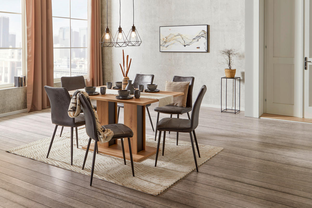 ESSTISCH rechteckig Eiche Artisan  - Schwarz/Eiche Artisan, KONVENTIONELL, Holzwerkstoff (138/74/90cm) - home24