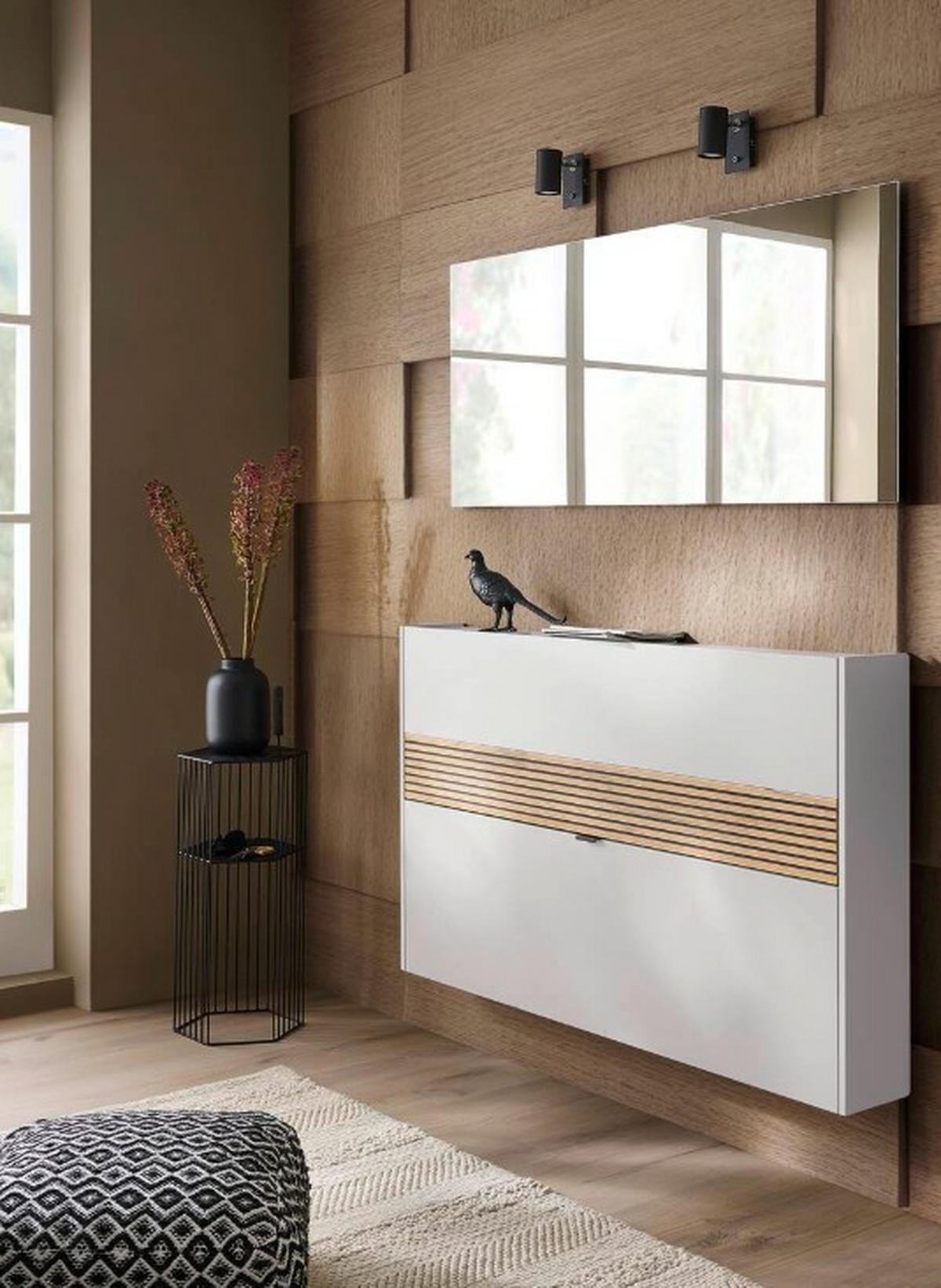 GARDEROBE 2-teilig  in 140/200/18 cm  - Kaschmir/Eichefarben, Design, Glas/Holzwerkstoff (140/200/18cm) - Voleo