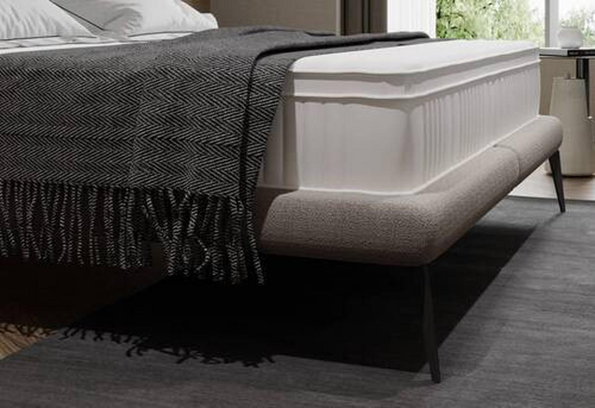 POLSTERBETT 180/200 cm  in Hellgrau  - Hellgrau/Schwarz, Modern, Textil/Metall (180/200cm) - Livetastic