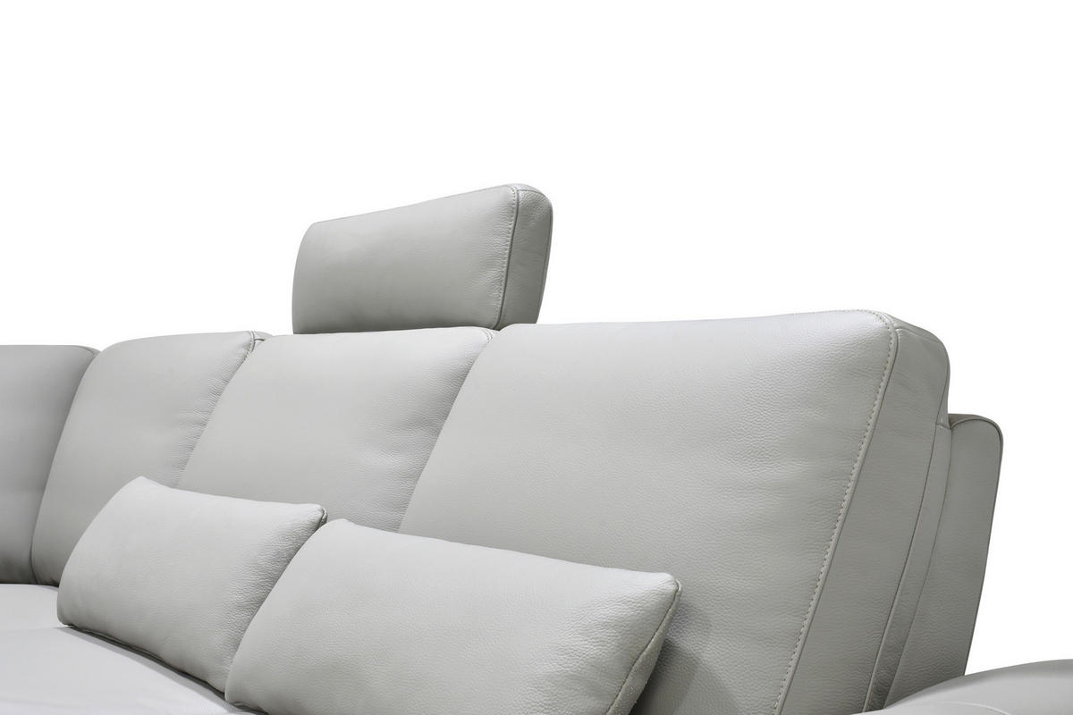 ECKSOFA Taupe Echtleder Zierkissen, Rücken echt, Kopfteilverstellung, Sitztiefenverstellung, Kopfstütze  - Taupe/Schwarz, Design, Leder/Metall (225/276cm) - Celina Home