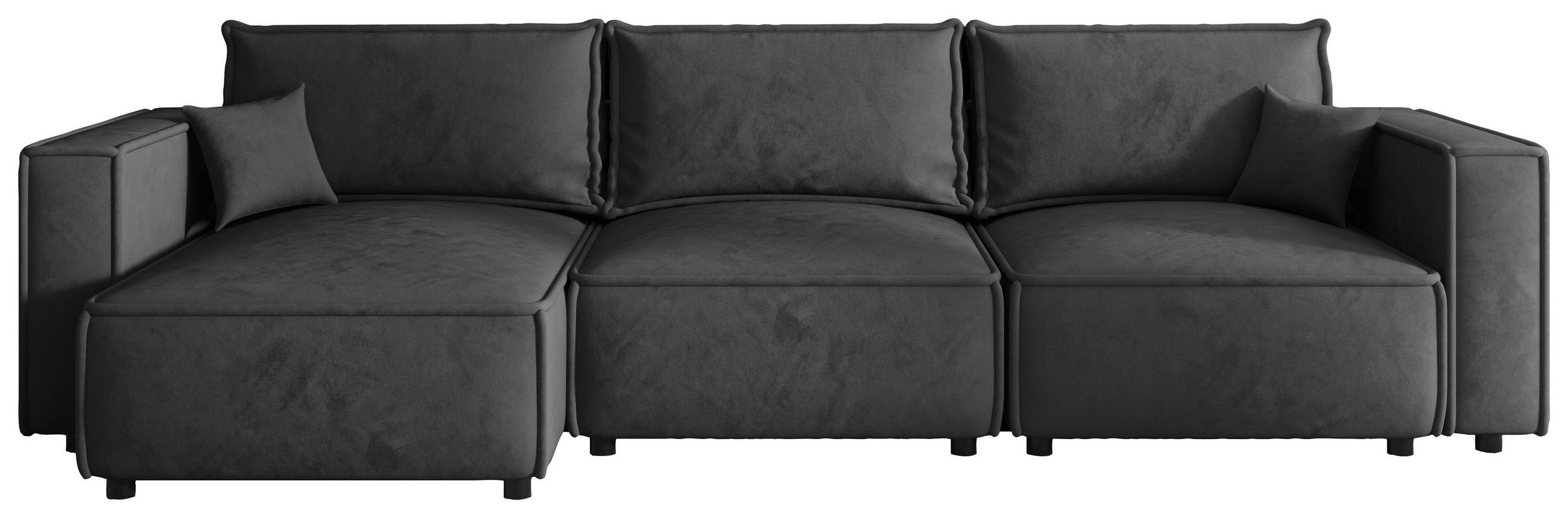 ECKSOFA Anthrazit Webstoff Zierkissen, Rückenkissen, Rücken echt  - Anthrazit/Schwarz, MODERN, Kunststoff/Textil (153/350cm) - Xora