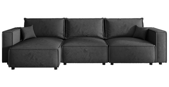 ECKSOFA Anthrazit Webstoff Zierkissen, Rückenkissen, Rücken echt  - Anthrazit/Schwarz, MODERN, Kunststoff/Textil (153/350cm) - Xora
