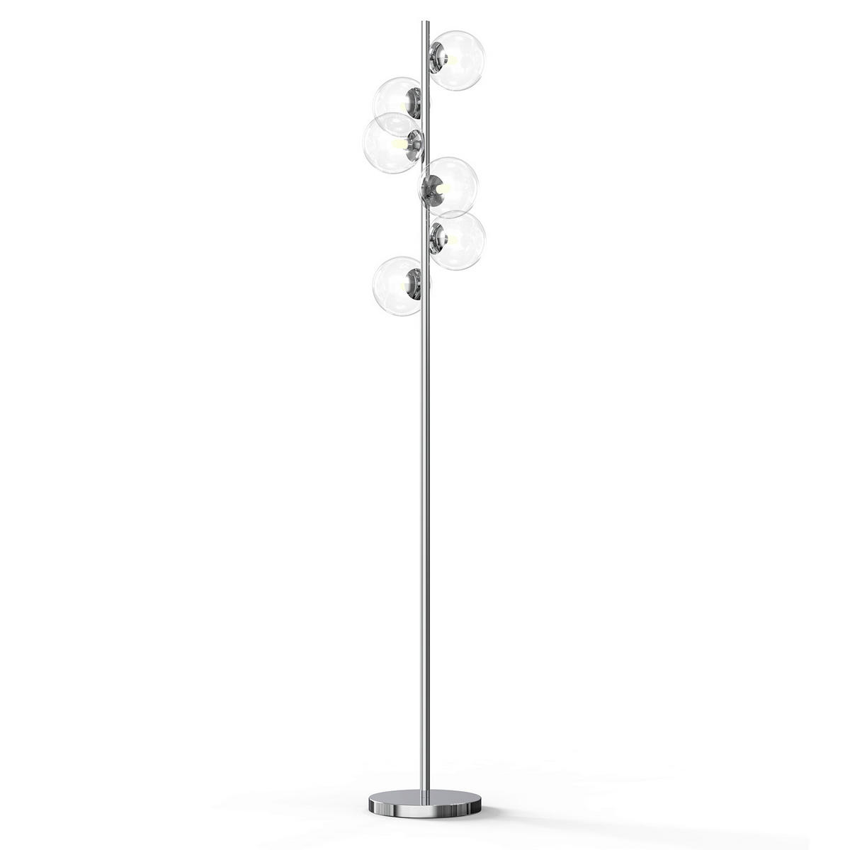 STEHLEUCHTE 28/28/156 cm    - Chromfarben, Design, Glas/Metall (28/28/156cm)