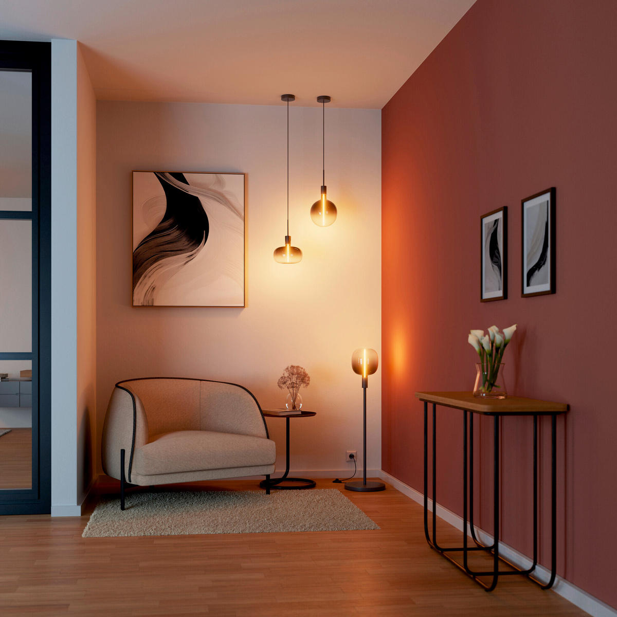 TISCHLEUCHTE 26/78 cm   - Dunkelgrau, Basics, Metall (26/78cm) - Osram