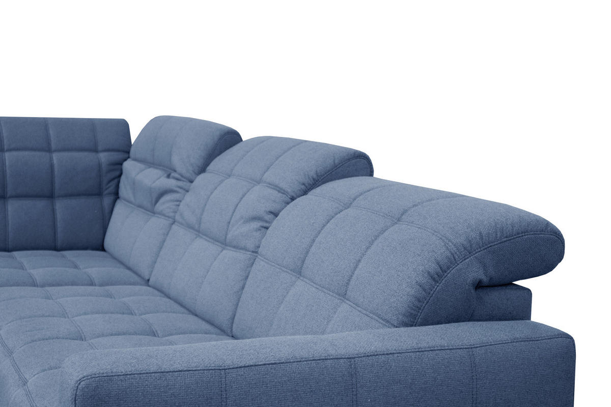 ECKSOFA in Webstoff Blau  - Blau/Schwarz, Design, Holz/Textil (297/216cm) - Xora