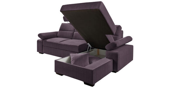 ECKSOFA in Webstoff Violett  - Dunkelbraun/Violett, KONVENTIONELL, Kunststoff/Textil (258/166cm) - Cantus