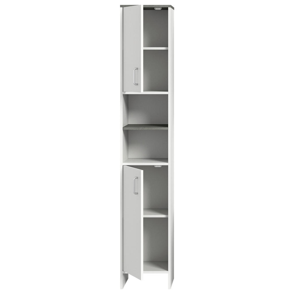Thumbnail - Xora Hochschrank, Weiß, Silbereichen, Kunststoff, 2 Fächer, 32x181x28 cm, FSC Mix, stehend, Badezimmer, Badezimmerschrän...