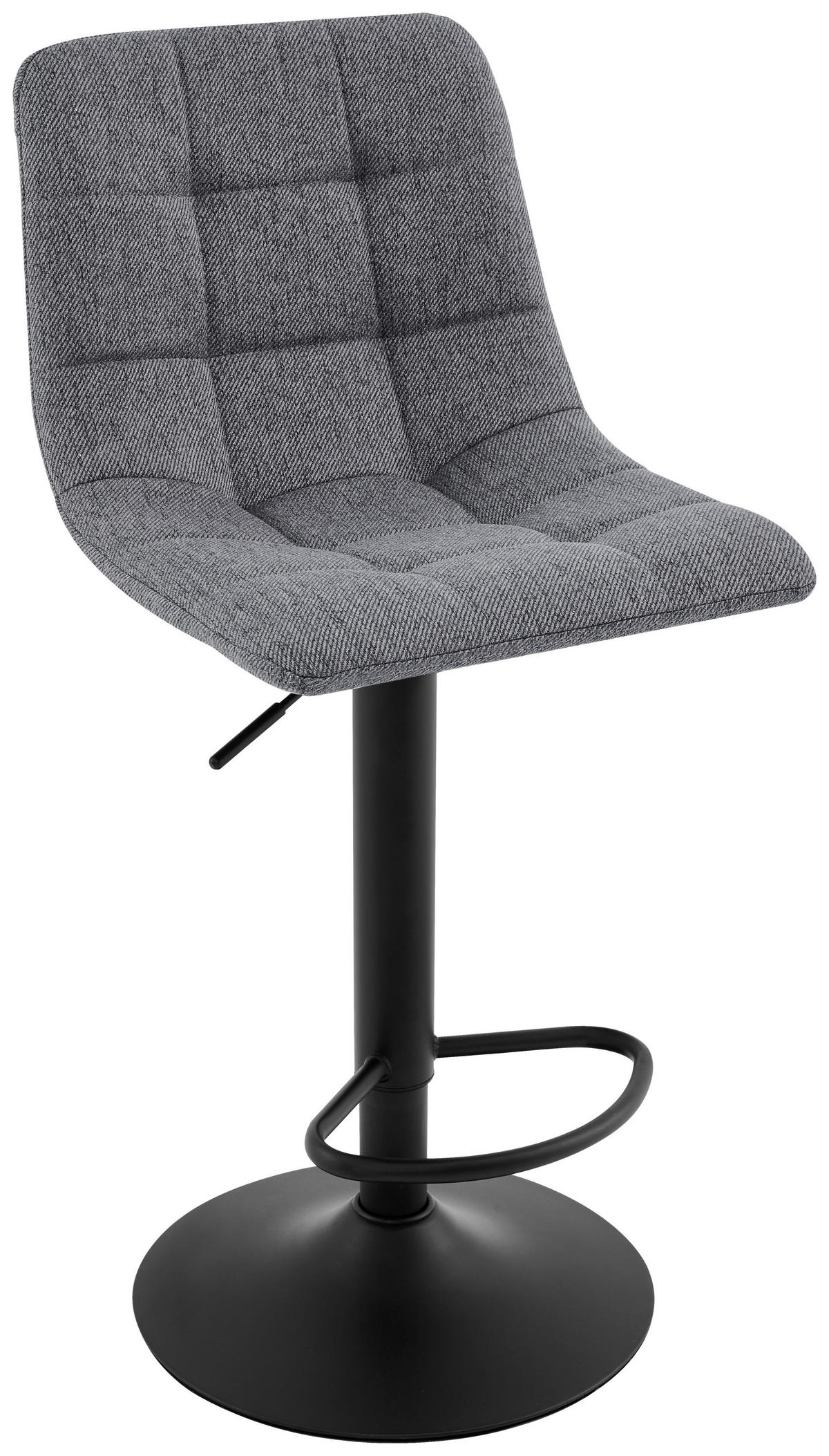 BARHOCKER Webstoff Grau, Schwarz Eisen Sitzfläche 360° drehbar  - Schwarz/Grau, Design, Textil/Metall (43/90-112/47cm) - Stylife