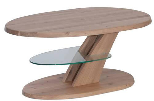 COUCHTISCH Wildeiche massiv ESG 100/65/48-65 cm Freiform Eichefarben  - Eichefarben, Natur, Glas/Holz (100/65/48-65cm)