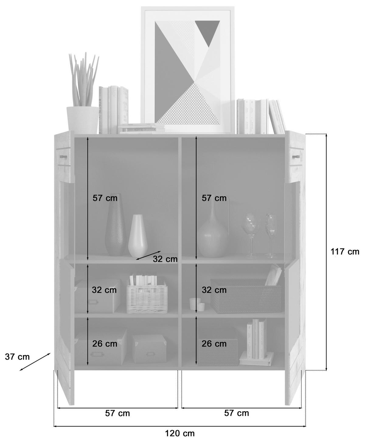 WOHNWAND 4-teilig  in  350/195/40 cm  - KONVENTIONELL, Glas/Holzwerkstoff (350/195/40cm) - MID.YOU