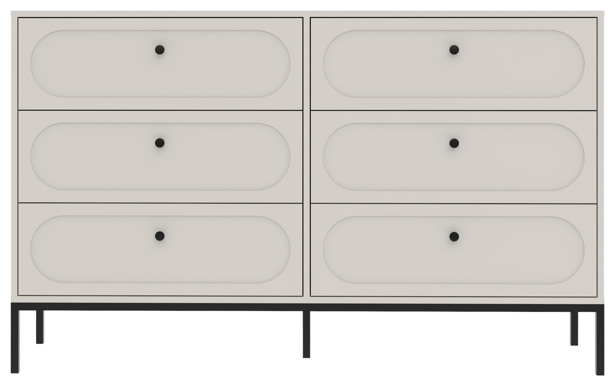 KOMMODE , 150/92/40 cm, 6 Schublade(n)  - Kaschmir/Schwarz, Design, Holzwerkstoff/Metall (150/92/40cm) - MID.YOU