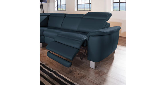 ECKSOFA in Echtleder Dunkelblau  - Alufarben/Dunkelblau, Design, Leder/Metall (242/271cm) - Cantus