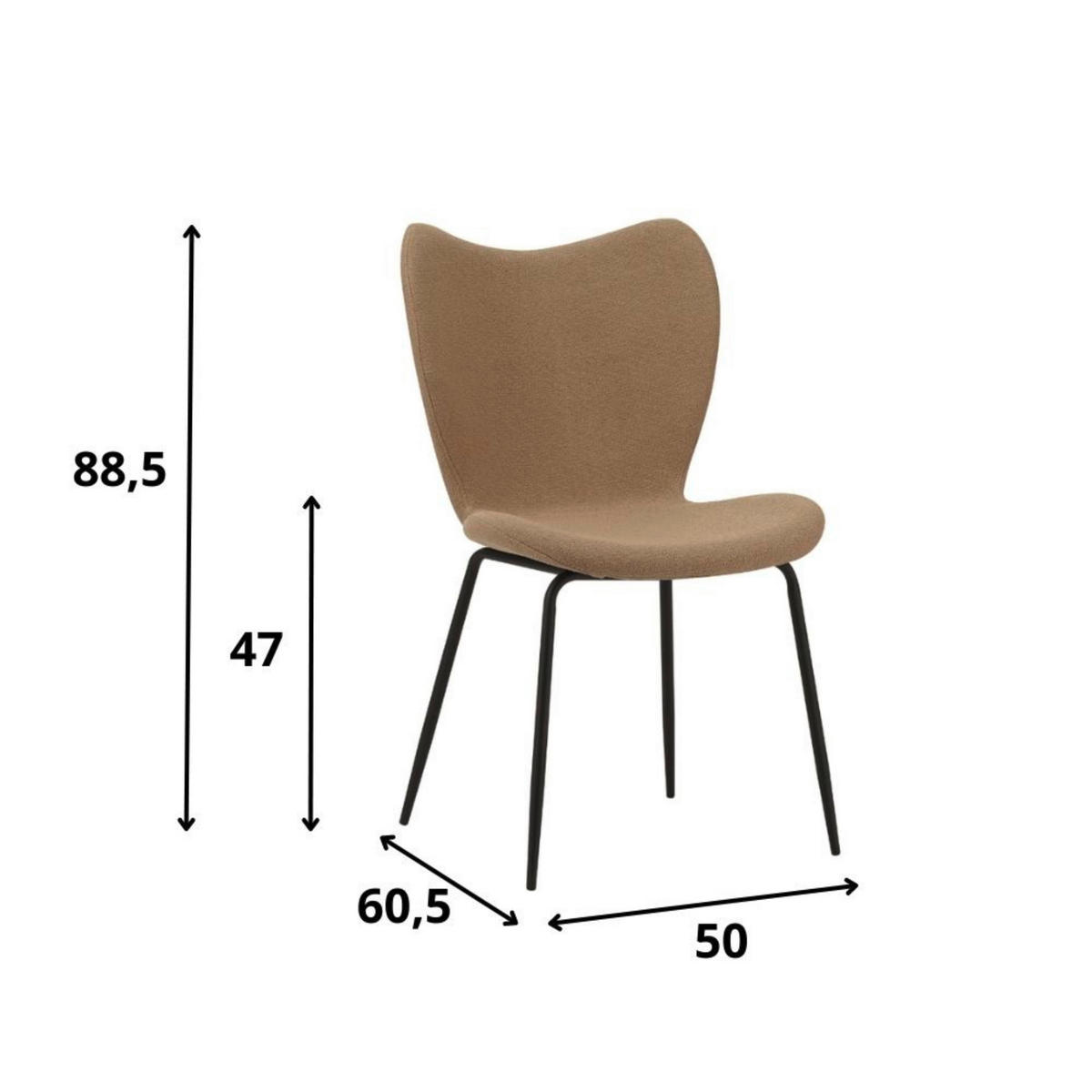 SADA STOLIČIEK 2 kus - čierna/sivohnedá, Modern, kov/textil (50/88,5/42cm) - MID.YOU
