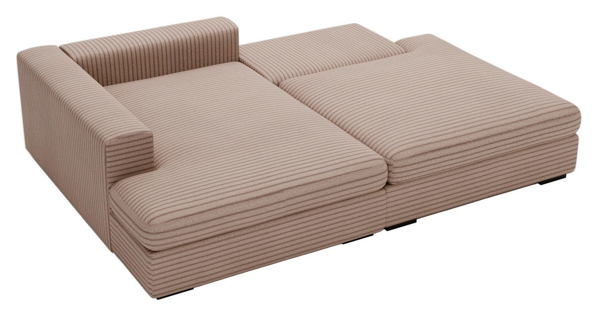 ECKSOFA in Cord Hellbraun  - Hellbraun/Schwarz, Design, Kunststoff/Textil (158/223cm) - Lomoco
