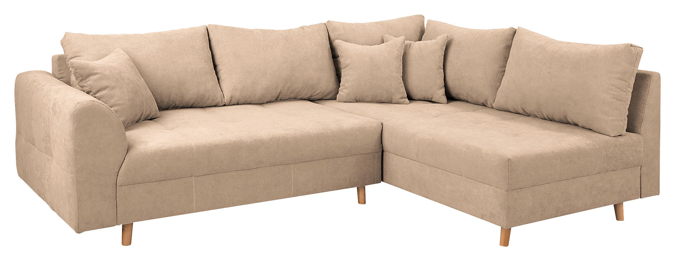 ECKSOFA Ariella in Mikrofaser Creme  231/161 cm  - Creme/Naturfarben, Design, Holz/Textil (231/161cm) - Livetastic