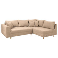 ECKSOFA Ariella in Mikrofaser Creme  231/161 cm  - Creme/Naturfarben, Design, Holz/Textil (231/161cm) - Livetastic