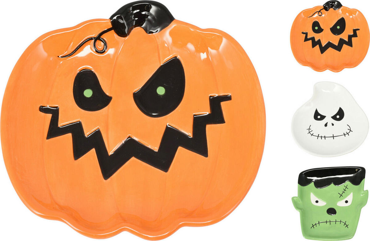 DEKORAČNÝ TANIER HALLOWEEN  - viacfarebná, Basics, keramika (16/16/3cm)