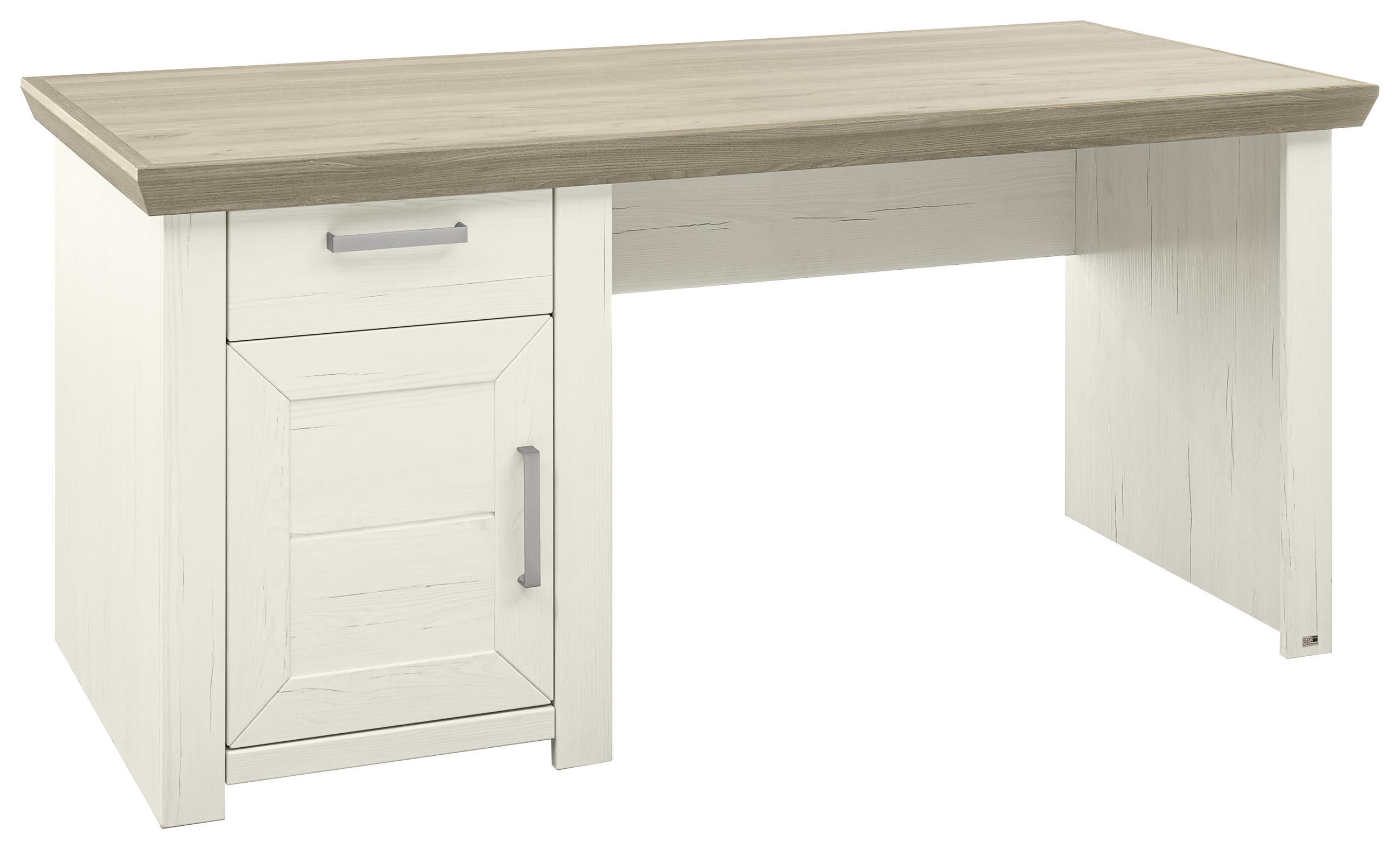 SCHREIBTISCH 165/80/79,4 cm  in Weiß, Eichefarben  - Eichefarben/Weiß, Design, Holzwerkstoff/Metall (165/80/79,4cm) - SetOne by Musterring