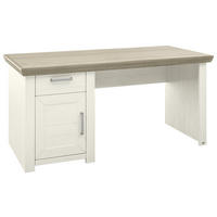SCHREIBTISCH 165/80/79,4 cm  in Weiß, Eichefarben  - Eichefarben/Weiß, Design, Holzwerkstoff/Metall (165/80/79,4cm) - SetOne by Musterring