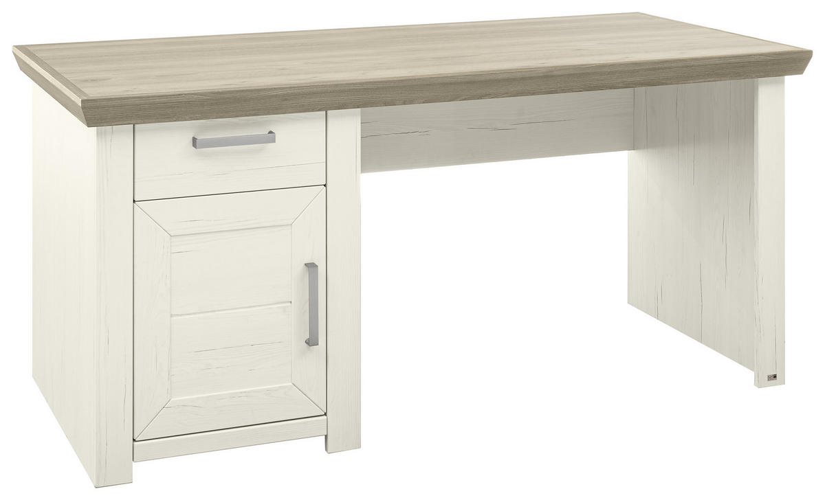 SCHREIBTISCH 165/80/79,4 cm  in Weiß, Eichefarben  - Eichefarben/Weiß, Design, Holzwerkstoff/Metall (165/80/79,4cm) - SetOne by Musterring