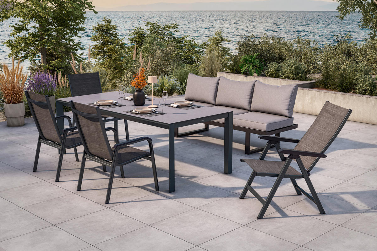 Masă Pentru Grădină 220/100/75 cm   - antracit/gri, Design, plastic/metal (220/100/75cm) - Amatio