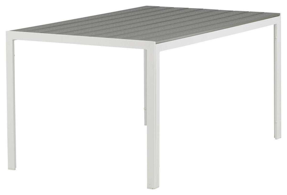 GARTENTISCH 150/90/75 cm  - Weiß/Grau, KONVENTIONELL, Holz/Metall (150/90/75cm) - Gardenson