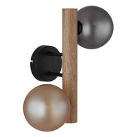 WANDLEUCHTE 16,5/32 cm   - Dunkelbraun/Schwarz, Basics, Glas/Holz (16,5/32cm) - Globo