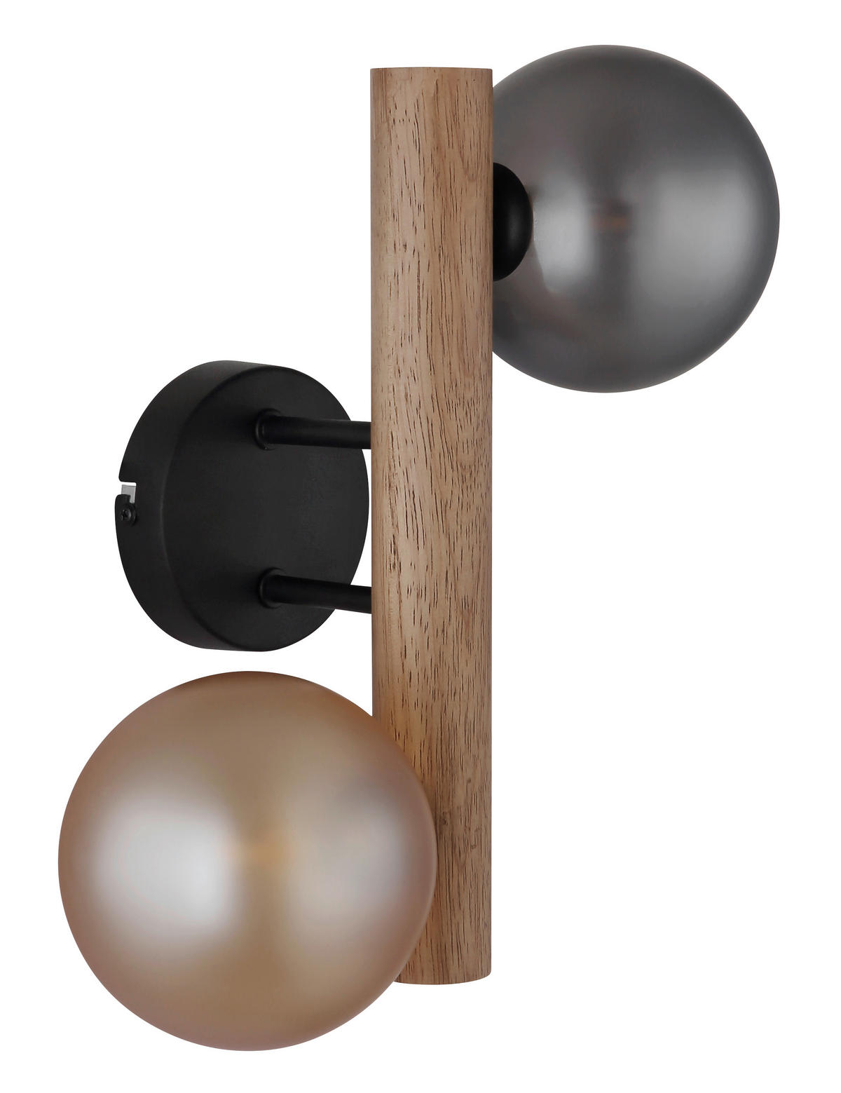 WANDLEUCHTE 16,5/32 cm   - Dunkelbraun/Schwarz, Basics, Glas/Holz (16,5/32cm) - Globo