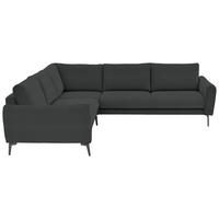 ECKSOFA in Velours, Feincord Anthrazit  - Anthrazit/Schwarz, Design, Textil/Metall (254/280cm) - Beldomo Style