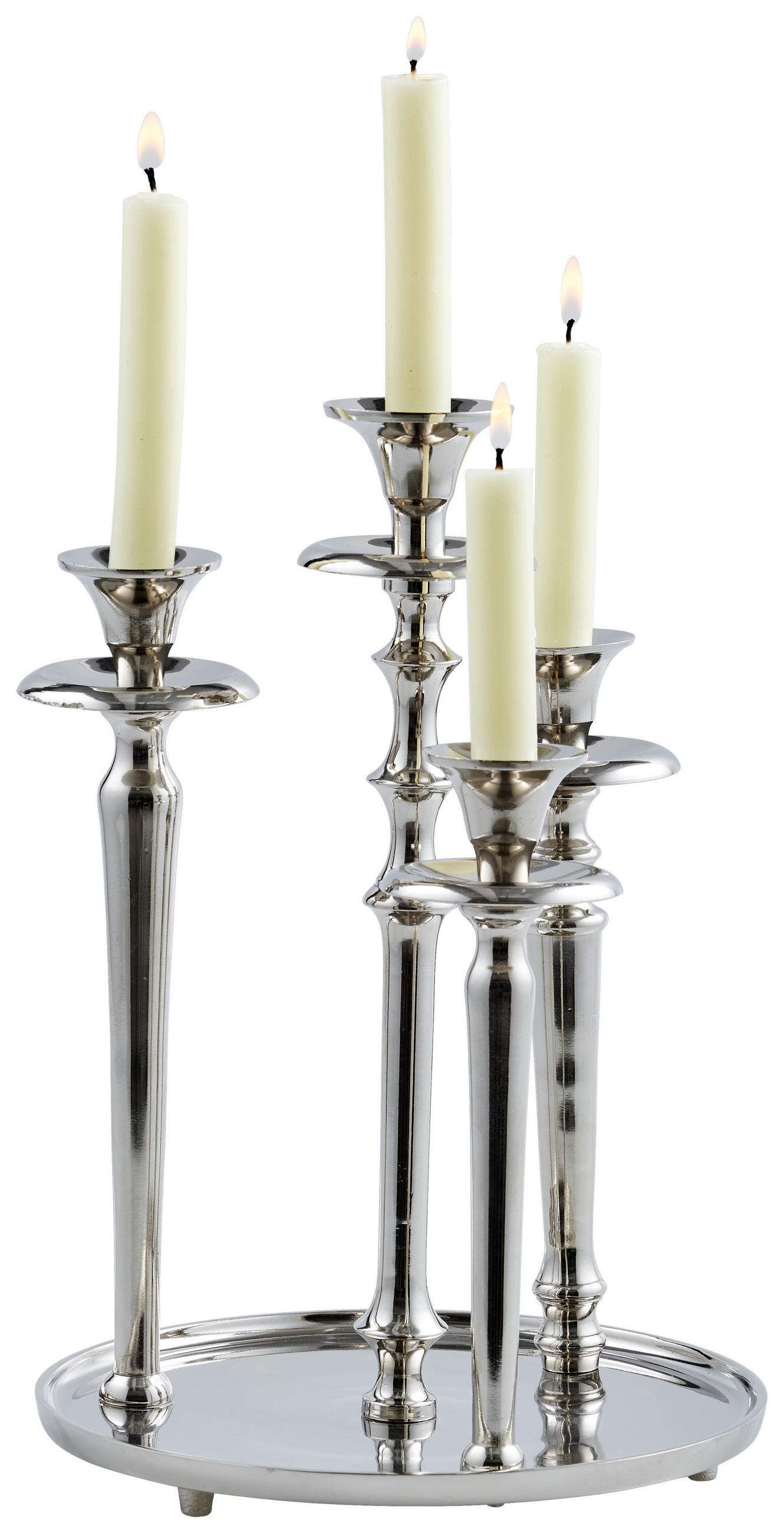 KERZENHALTER - Chromfarben/Nickelfarben, Design, Metall (24,5/36/24,5cm) - Ambia Home