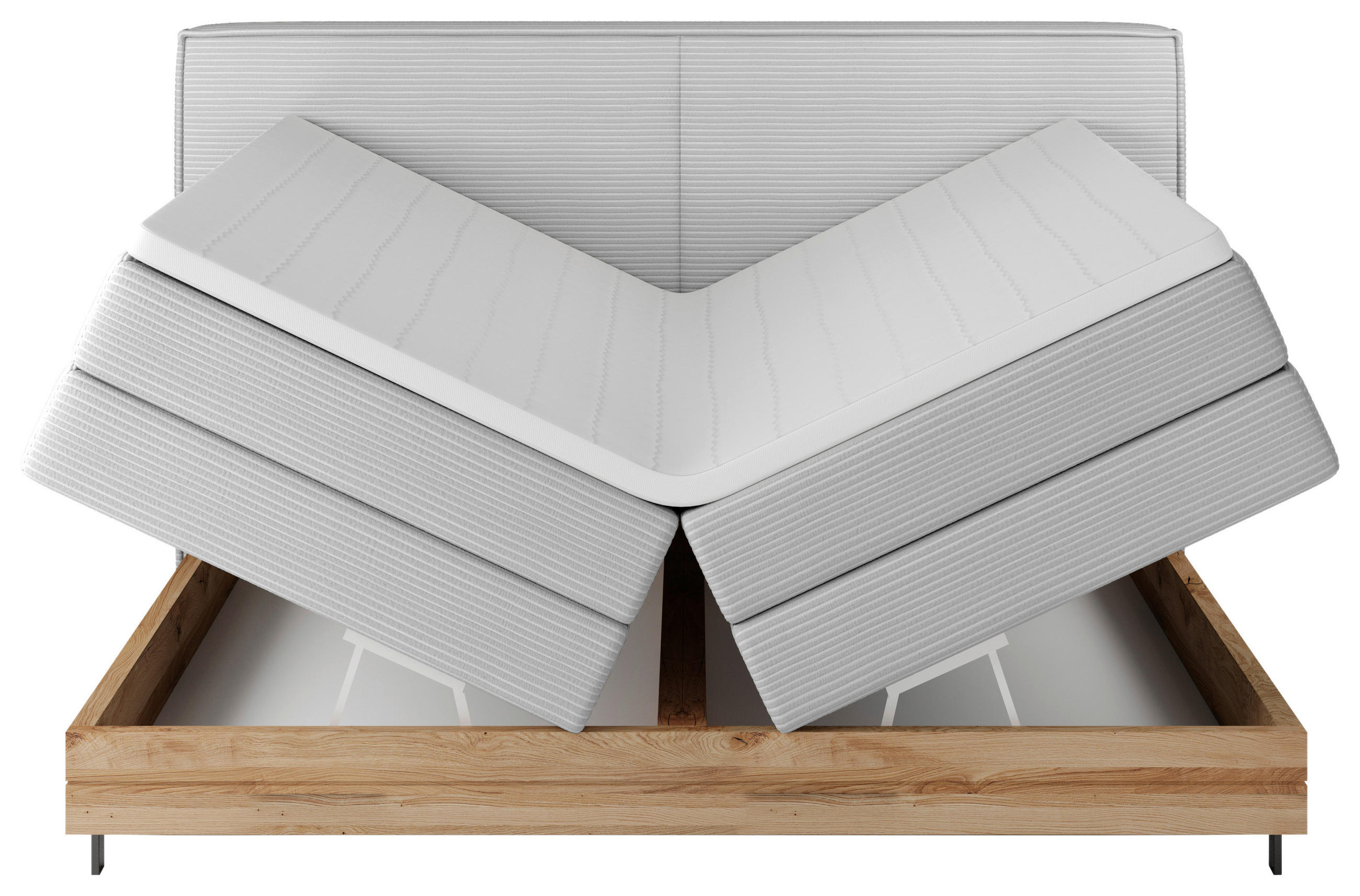 BOXSPRINGBETT 140/200 cm  in Hellgrau  - Hellgrau/Schwarz, Natur, Holz/Textil (140/200cm) - Valnatura
