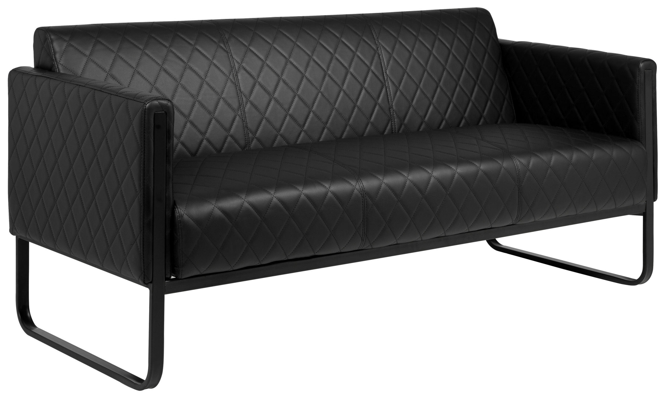 3-SITZER-SOFA in Lederlook Schwarz  - Schwarz, MODERN, Textil/Metall (159/78/71cm) - MID.YOU