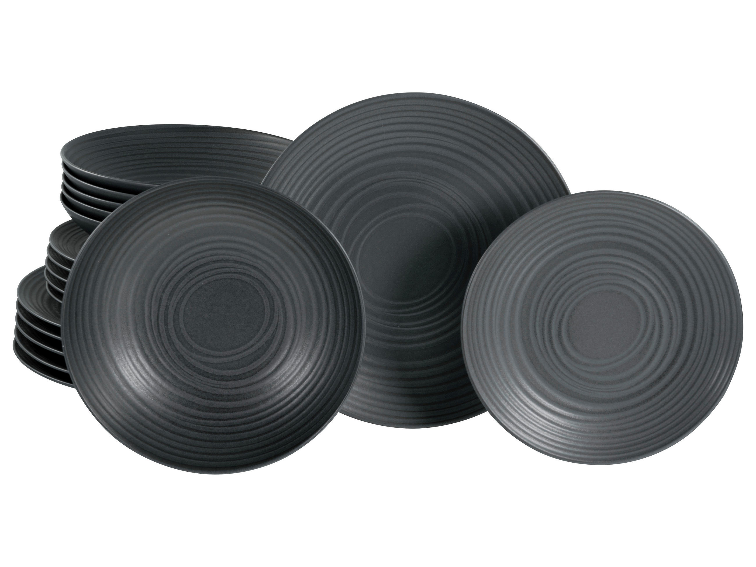 TAFELSERVICE Lava Stone black 18-teilig  - Schwarz, Design, Keramik - Creatable