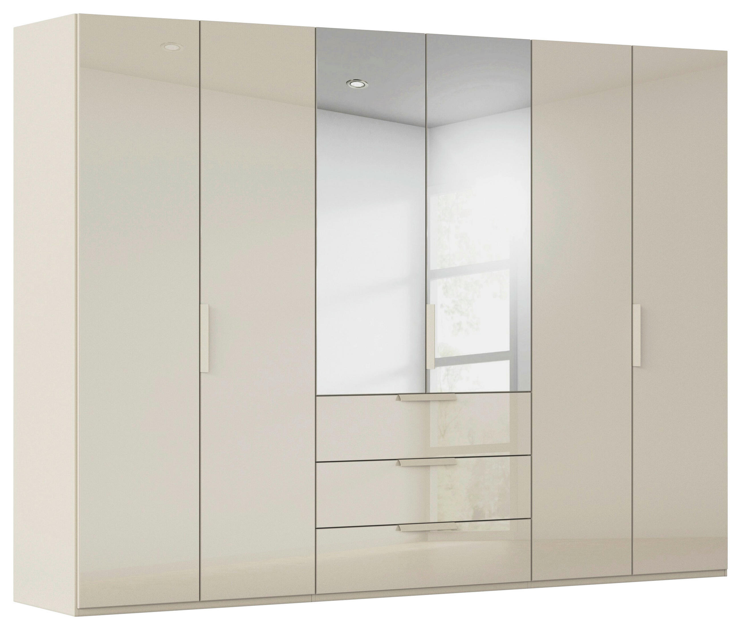 DREHTÜRENSCHRANK 301/223/61 cm,  in Champagner, 6-türig  - Champagner, Basics, Glas/Holzwerkstoff (301/223/61cm) - Novel
