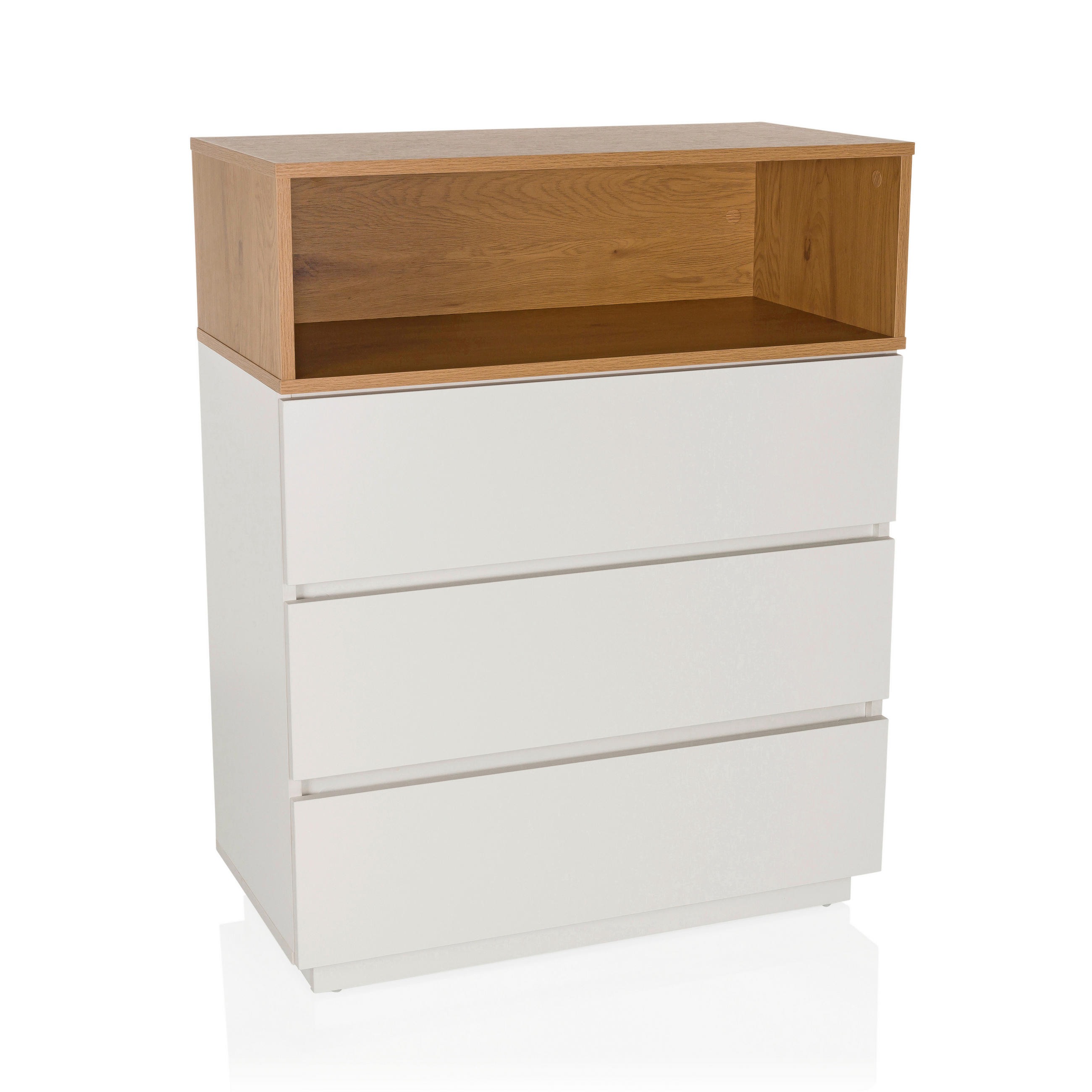 KOMMODE , 80/100/40 cm, 3 Schublade(n)  - Eichefarben/Weiß, MODERN, Holzwerkstoff/Kunststoff (80/100/40cm) - MID.YOU